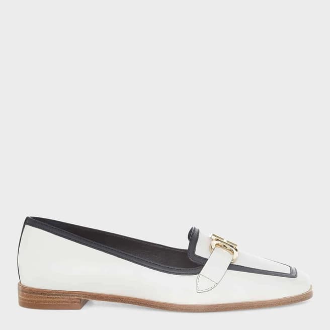 Hobbs London White/Navy Sia Leather Loafers