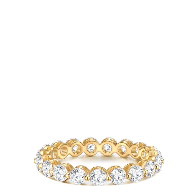 Yokoamii Yellow Gold Ring With White Crystals