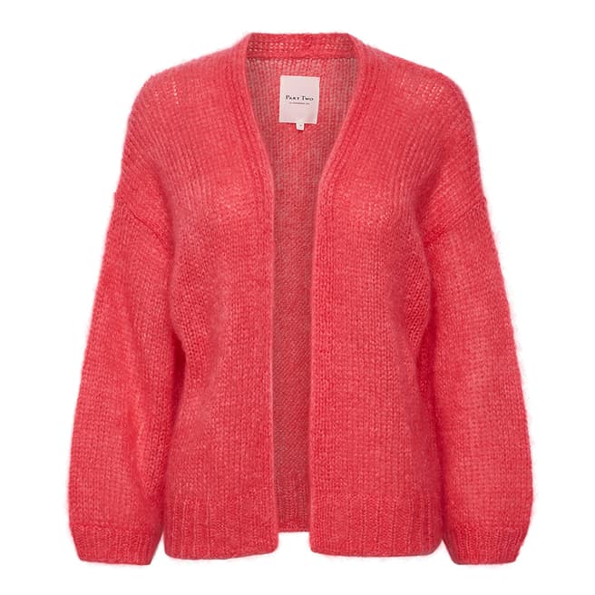 Part Two Pink Wool and Mohair Blend Cardigan
