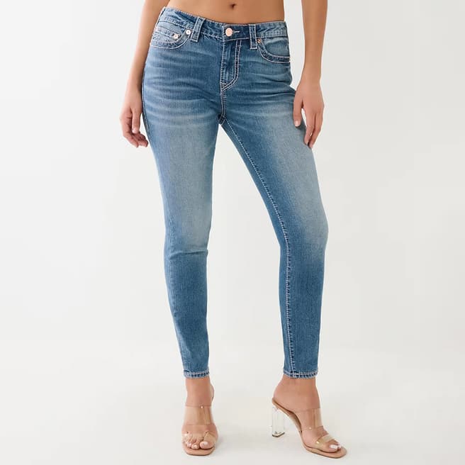 True Religion Blue Halle Mid Rise Skinny Stretch Jeans