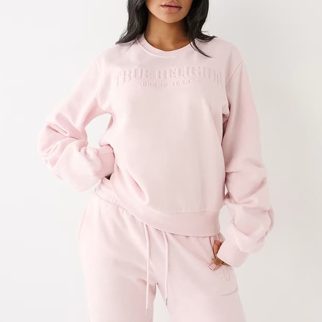 True Religion Pink Relaxed Cotton Blend Sweatshirt