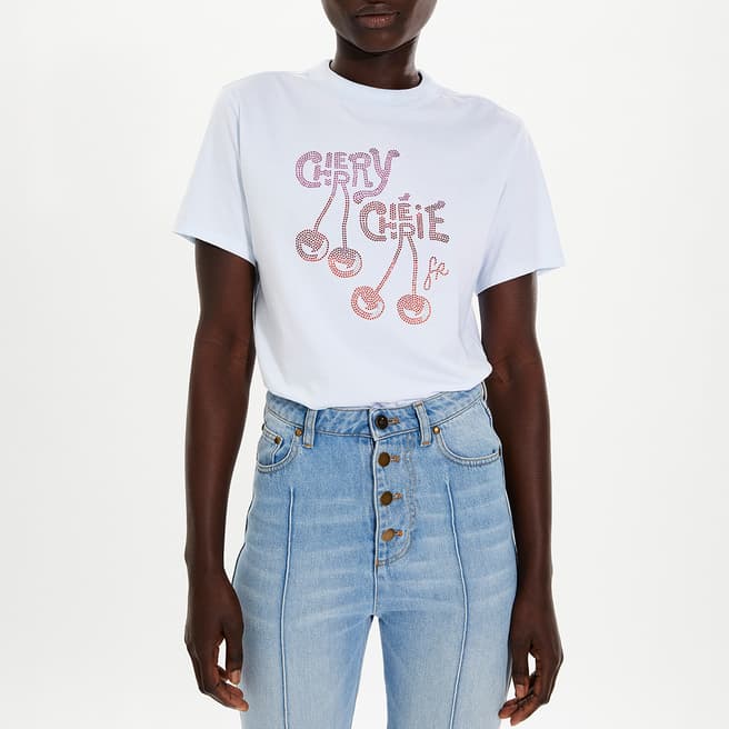 Sonia Rykiel White Strass Cherry T-Shirt