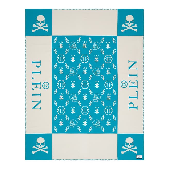 EICHHOLTZ X PHILIPP PLEIN Skull Cashmere Blanket, Blue