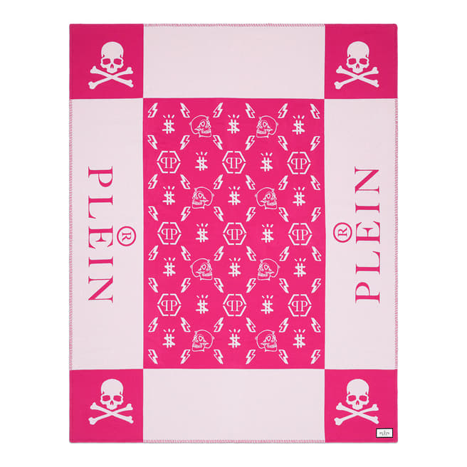 EICHHOLTZ X PHILIPP PLEIN Skull Cashmere Blanket, Pink