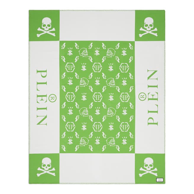 EICHHOLTZ X PHILIPP PLEIN Skull Cashmere Blanket, Green