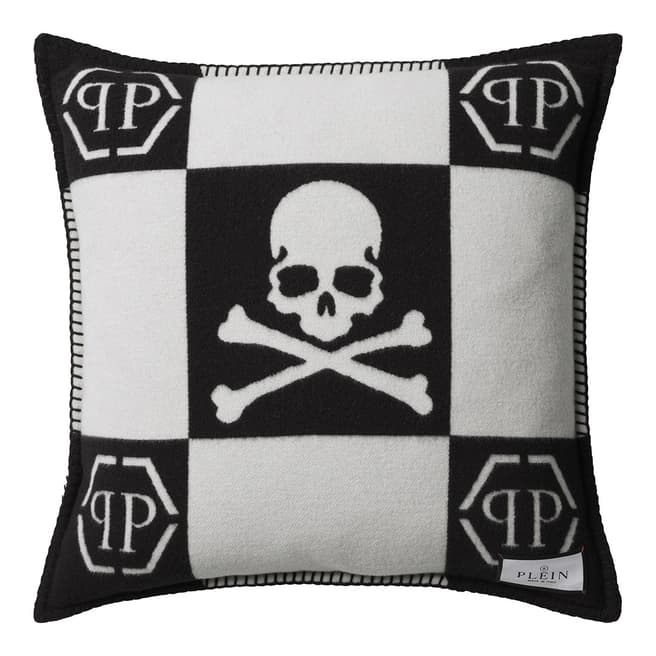 EICHHOLTZ X PHILIPP PLEIN Black Cashmere Skull Cushion, 45x45cm