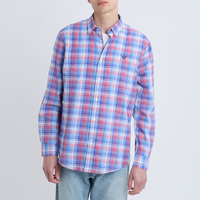 Crew Clothing Blue/Red Linen Check Shirt
