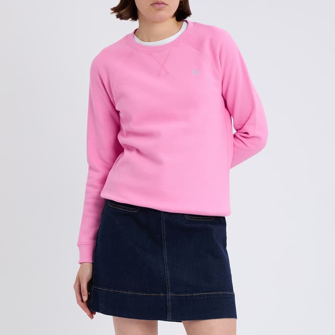 Crew Clothing Pink Pique Cotton Crew Sweatshirt 