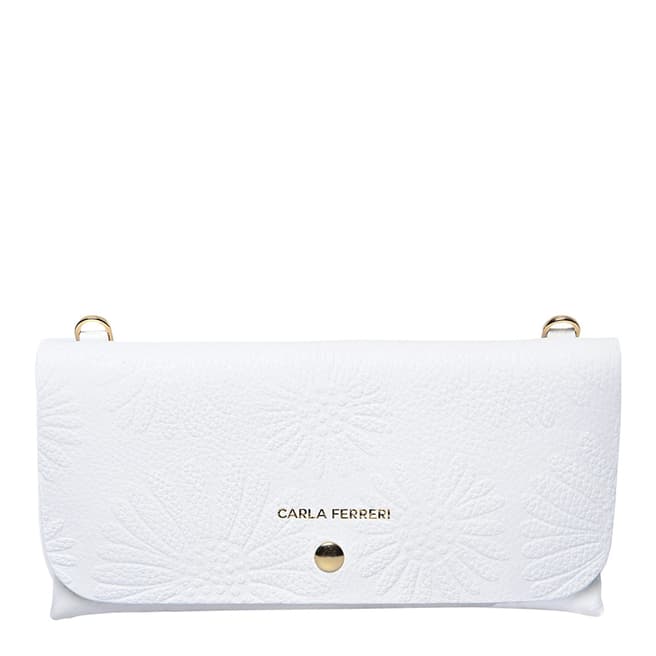 Carla Ferreri White Italian Leather Shoulder Bag