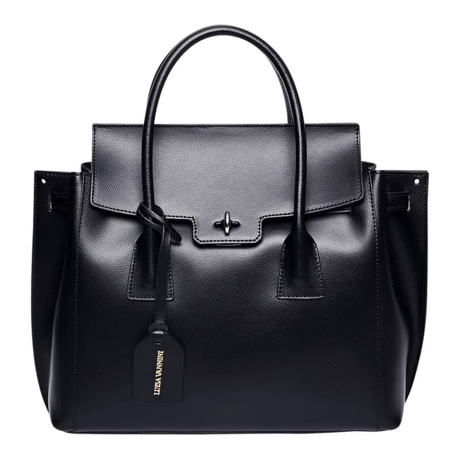 Luisa Vannini Black Leather Tote Bag