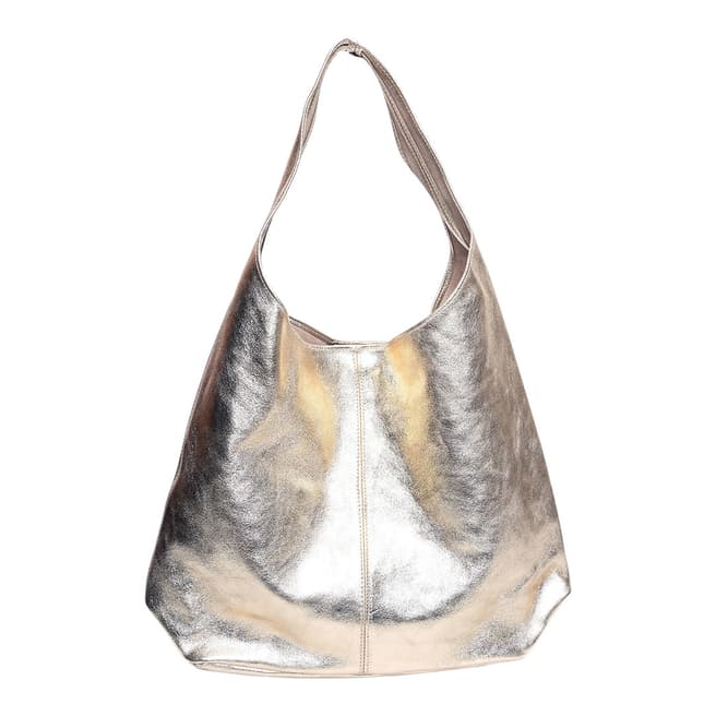 Luisa Vannini Silver Italian Leather Top Handle Bag