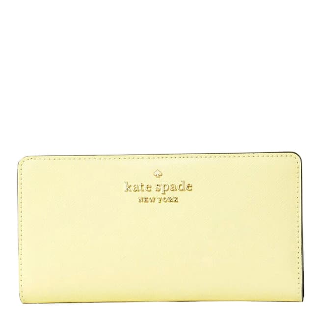 Kate Spade Lemon Fondont Staci Saffiano Leather Medium Compact Bifold Wallet