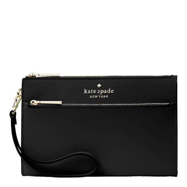 Kate Spade Black Staci Saffiano Leather Medium Wristlet