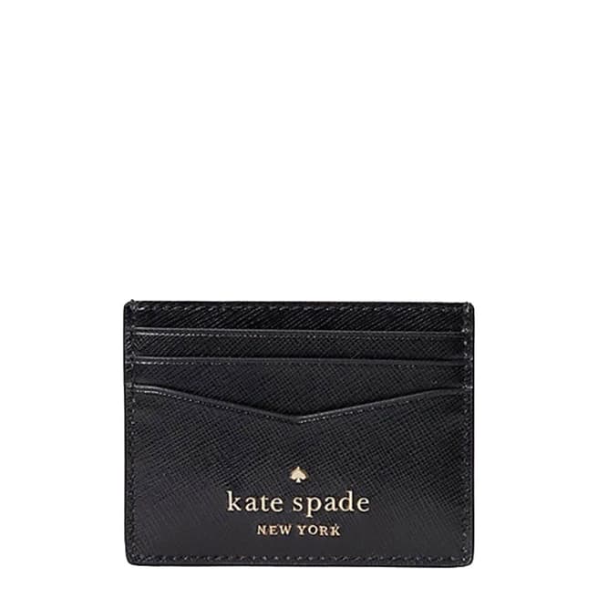 Kate Spade Black Staci Saffiano Leather Small Slim Card Holder