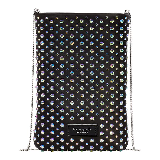 Kate Spade Black Swing Embellished Satin Phone Pouch
