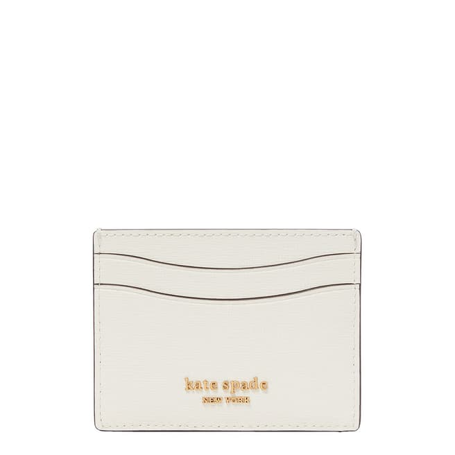 Kate Spade Halo White Lemon Drop Lemon Appliqued Saffiano Leather Card Holder