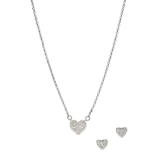 Kate Spade Silver Pave Studs And Mini Pendant Set - Boxed