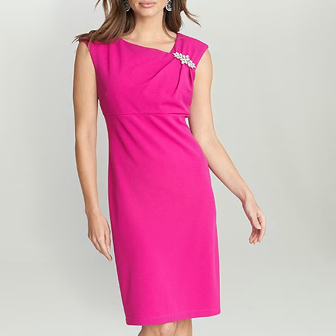 Gina Bacconi Pink Empire Waist Sheath Dress 