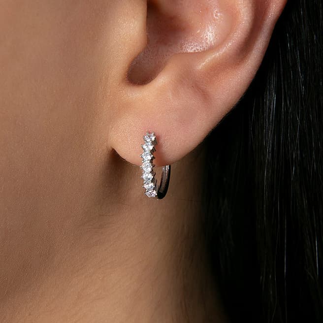 Elika Silver Diamond Hoop Earring