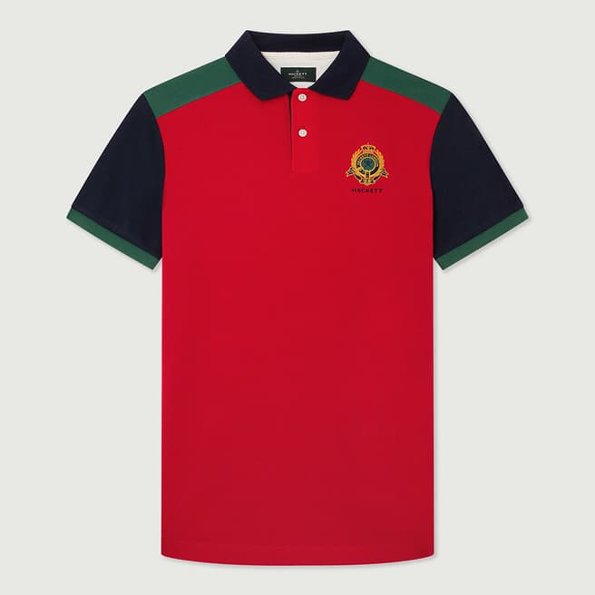Hackett London Red Contrast Design Cotton Polo Shirt