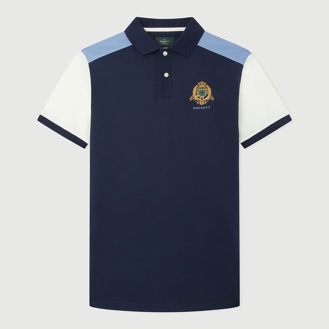 Hackett London Pale Blue Contrast Design Cotton Polo Shirt