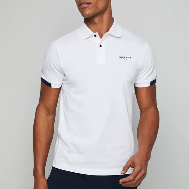 Hackett London White Small Logo Cotton Polo Shirt