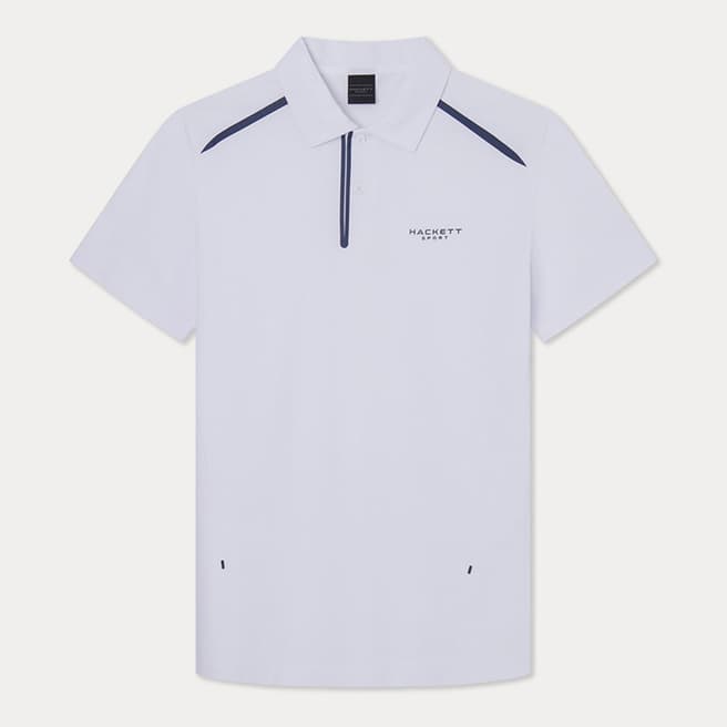 Hackett London White Sport Cotton Blend Polo Shirt