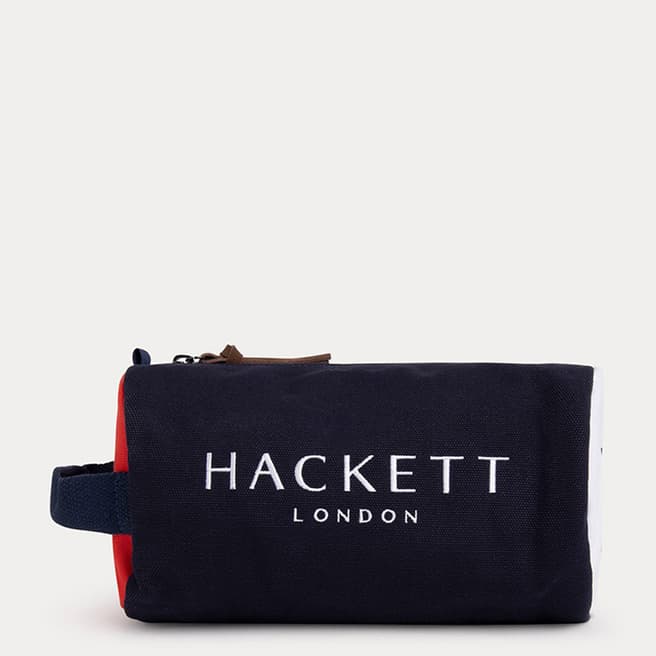 Hackett London Navy/White Cotton Wash Bag