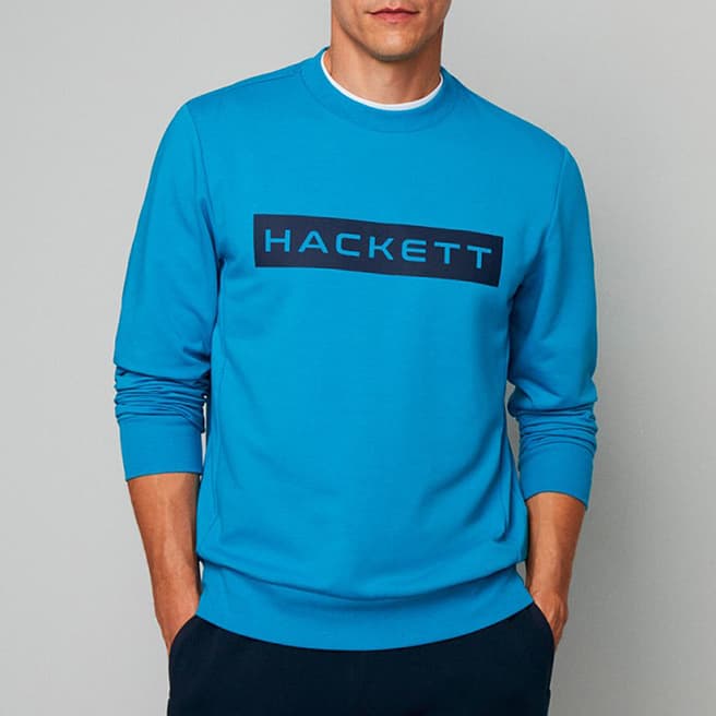 Hackett London Blue Cotton Blend Sweatshirt