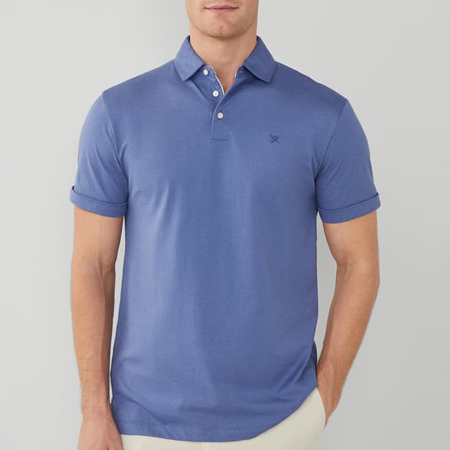 Hackett London Blue Short Sleeve Cotton Polo Shirt
