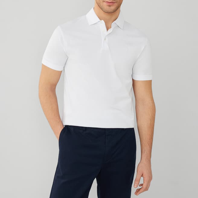 Hackett London White Short Sleeve Cotton Polo Shirt