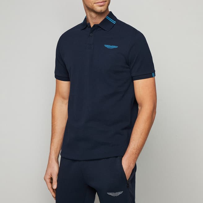 Hackett London Navy/Blue AMR Cotton Polo Shirt