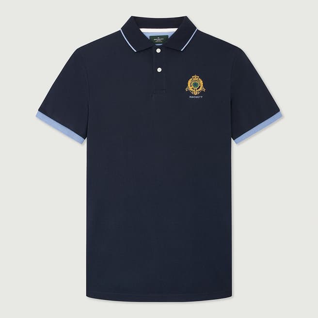 Hackett London Navy Shield Cotton Polo Shirt