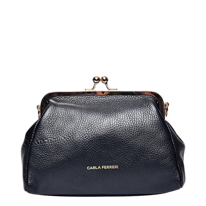 Carla Ferreri Black Leather Clutch Bag