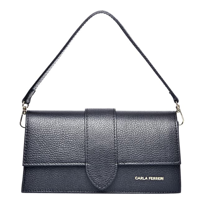 Carla Ferreri Black Leather Top Handle Bag