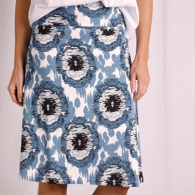 Weird Fish Blue Malmo Cotton Jersey Skirt