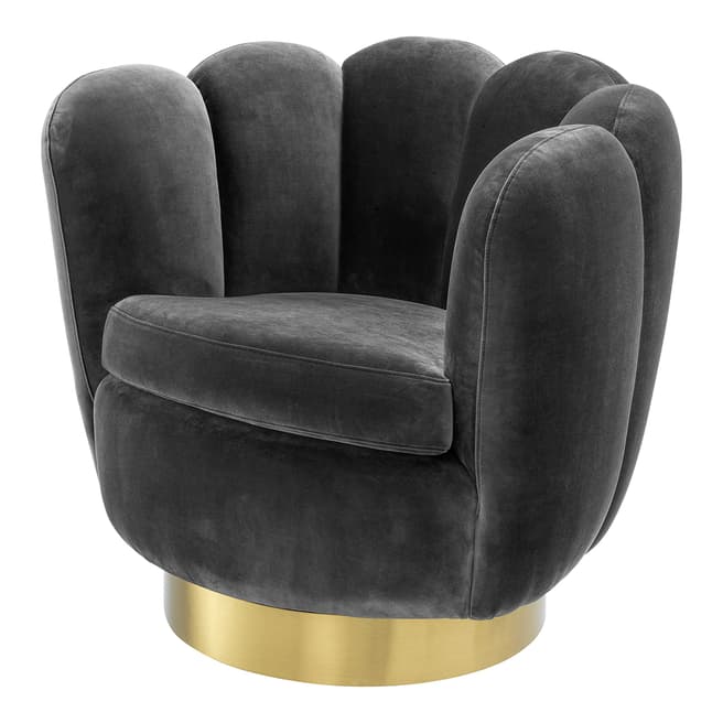 Eichholtz Mirage Swivel Chair, Savona Dark Grey Velvet