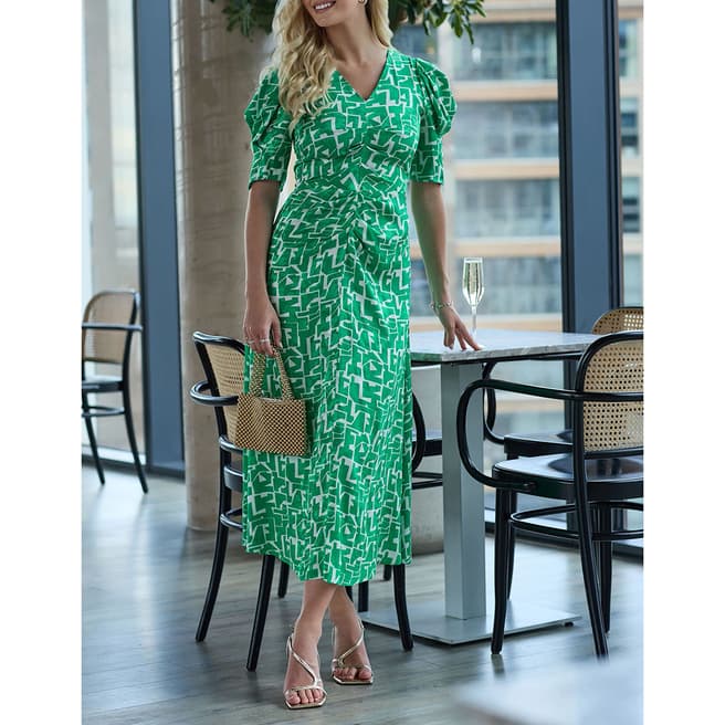 Closet Green A-Line Jacquard Print Dress