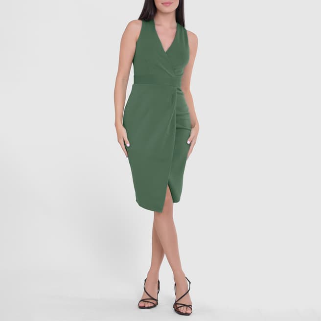 Closet Green Wrap Top Sleeveless Pencil Dress