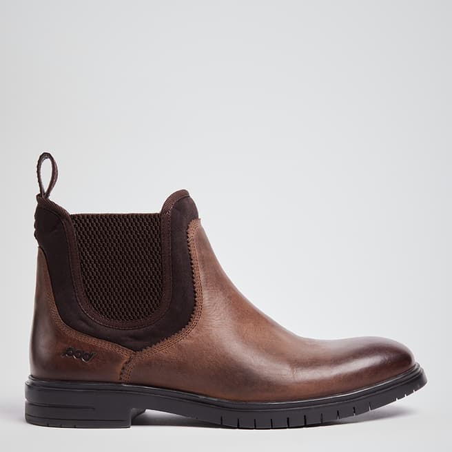 POD Brown Waxy Chester Leather Chelsea Boot