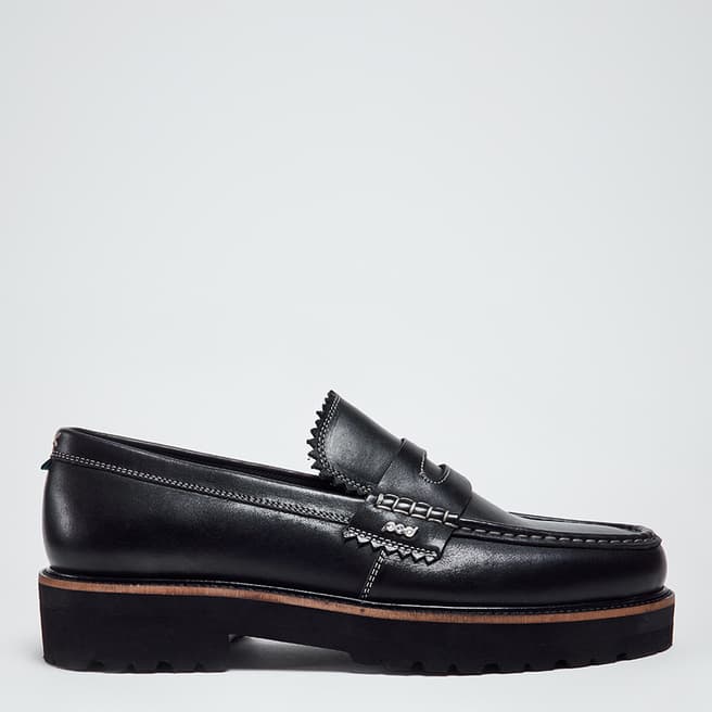 POD Black Luca Leather Slip On Loafers