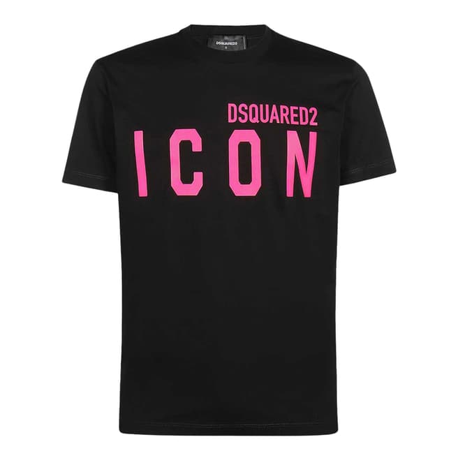 DSquared2 Black/Pink 'ICON' Cotton T-Shirt
