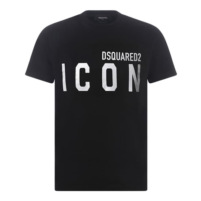 DSquared2 Black/White 'ICON' Cotton T-Shirt