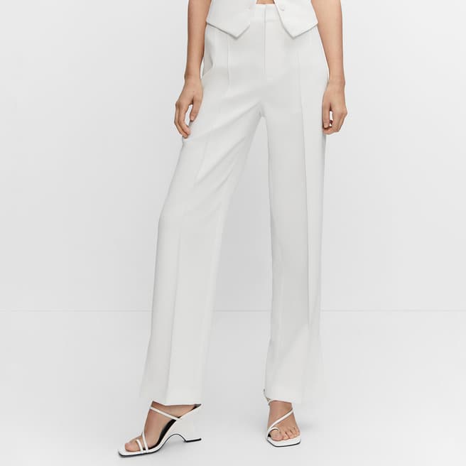 Mango Off White Straight Suit Trousers