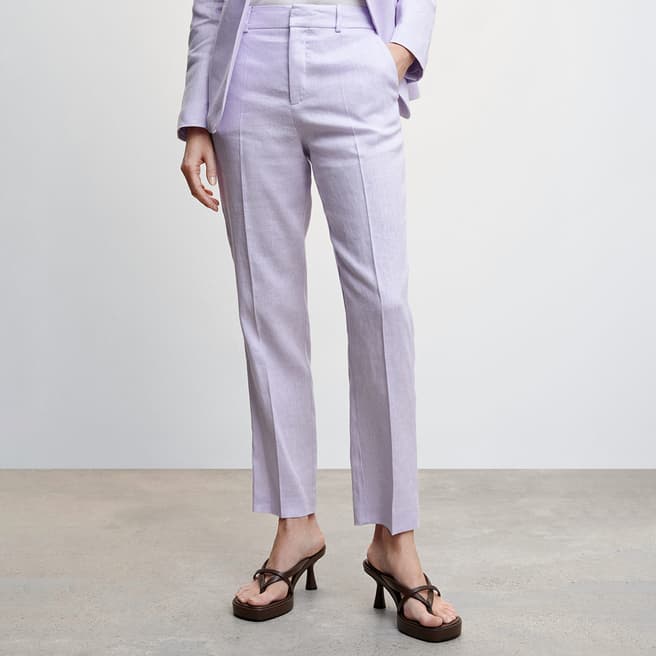 Mango Light Purple Linen Suit Trousers