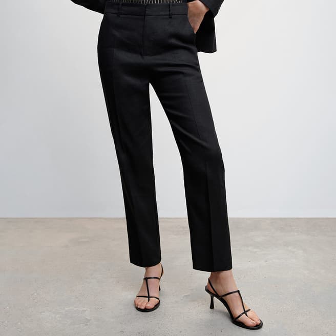 Mango Black Linen Suit Trousers