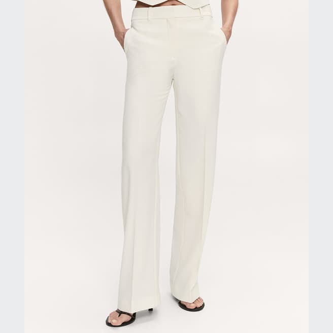 Mango Off White Straight Suit Trousers
