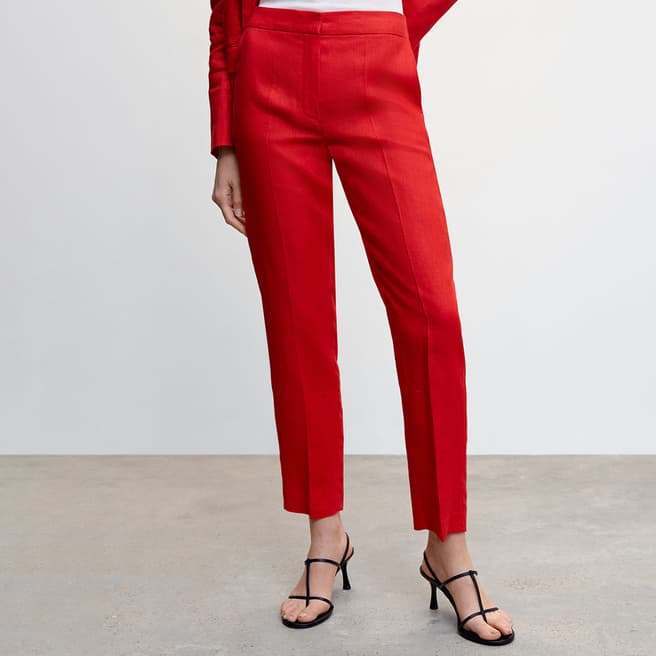 Mango Red Linen Trousers