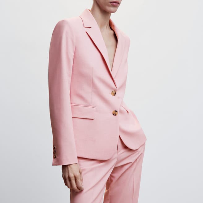 Mango Pale Pink Peak Lapel Suit Blazer