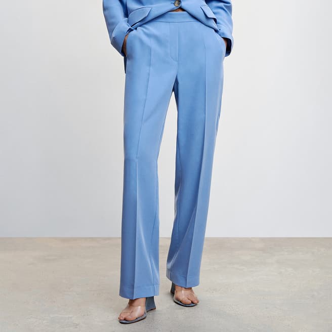 Mango Sky Blue Modal Suit Trousers